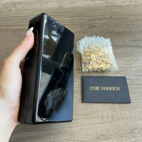 New Edie Parker Currant and Stars Clutch with Chain - Picture 4 of 8